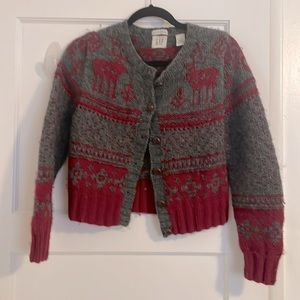 Vintage GAP hand-knit reindeer cardigan